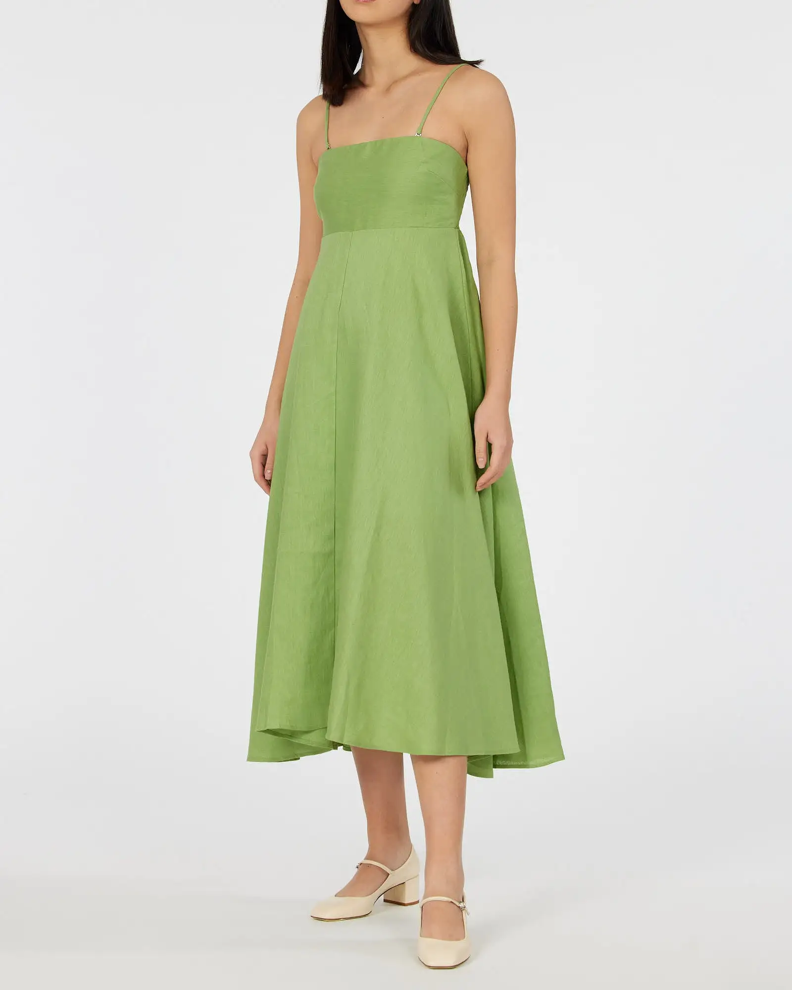 Corinna Linen Midi Dress - Leaf