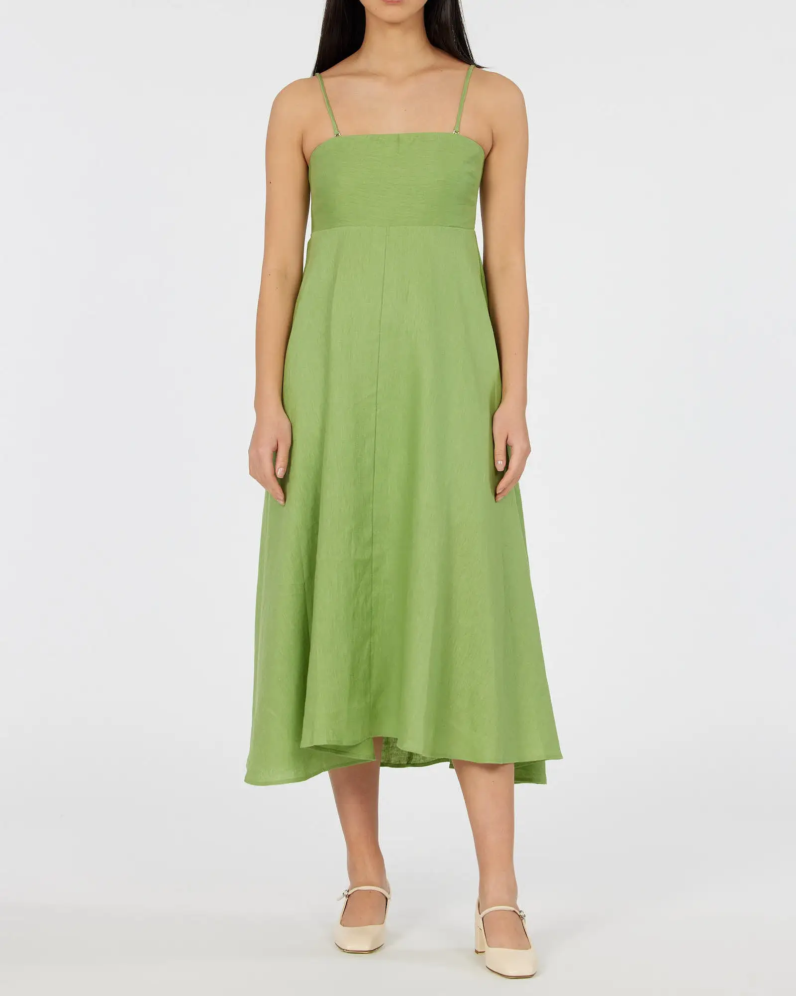 Corinna Linen Midi Dress - Leaf