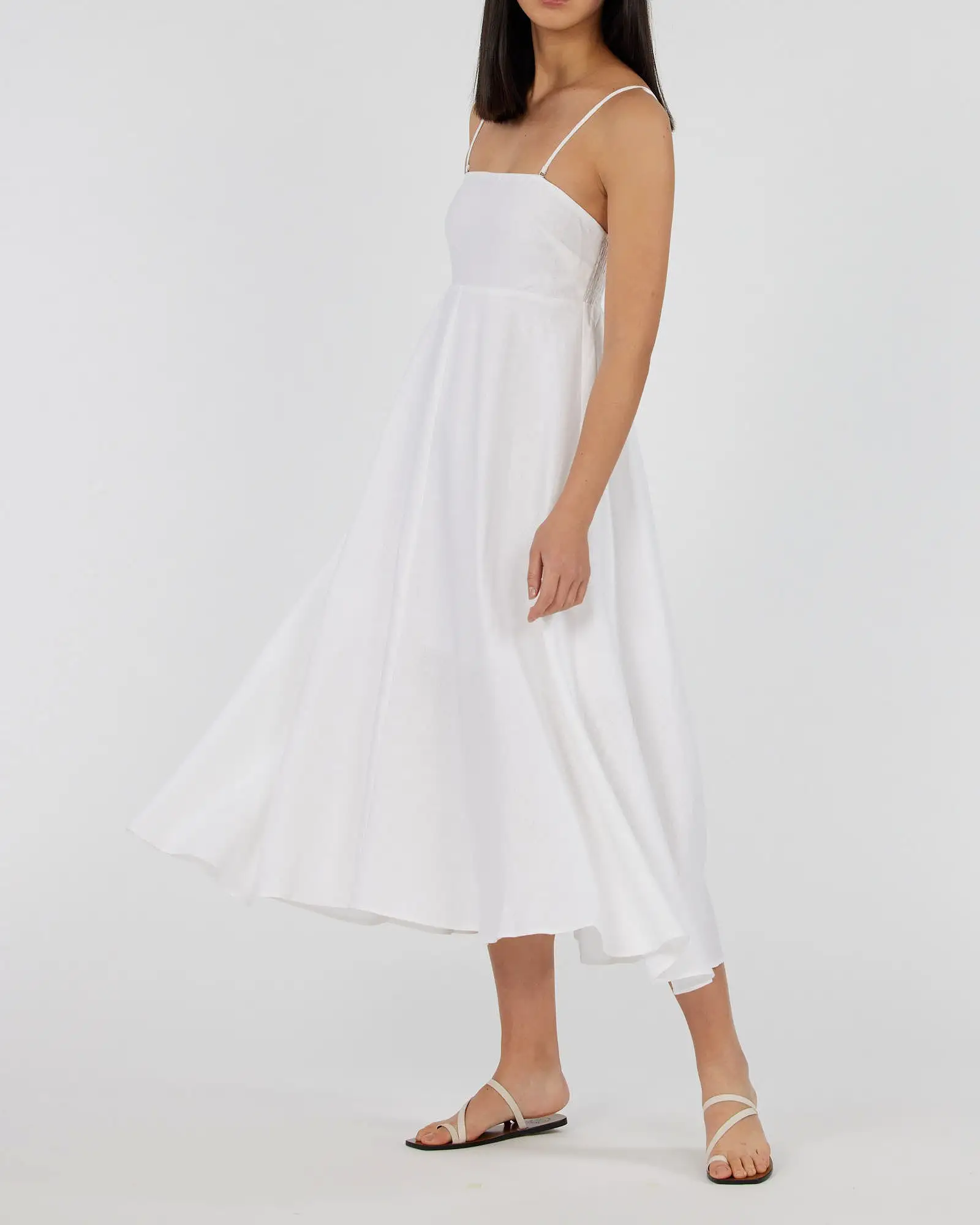 Corinna Linen Midi Dress - White