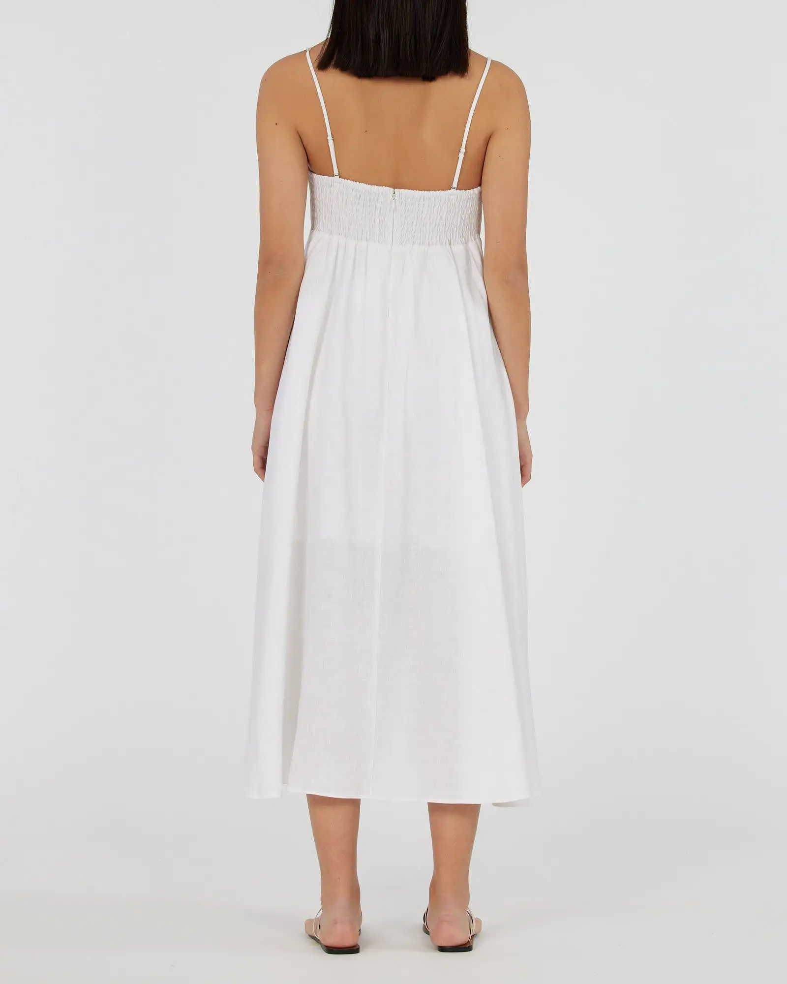 Corinna Linen Midi Dress - White