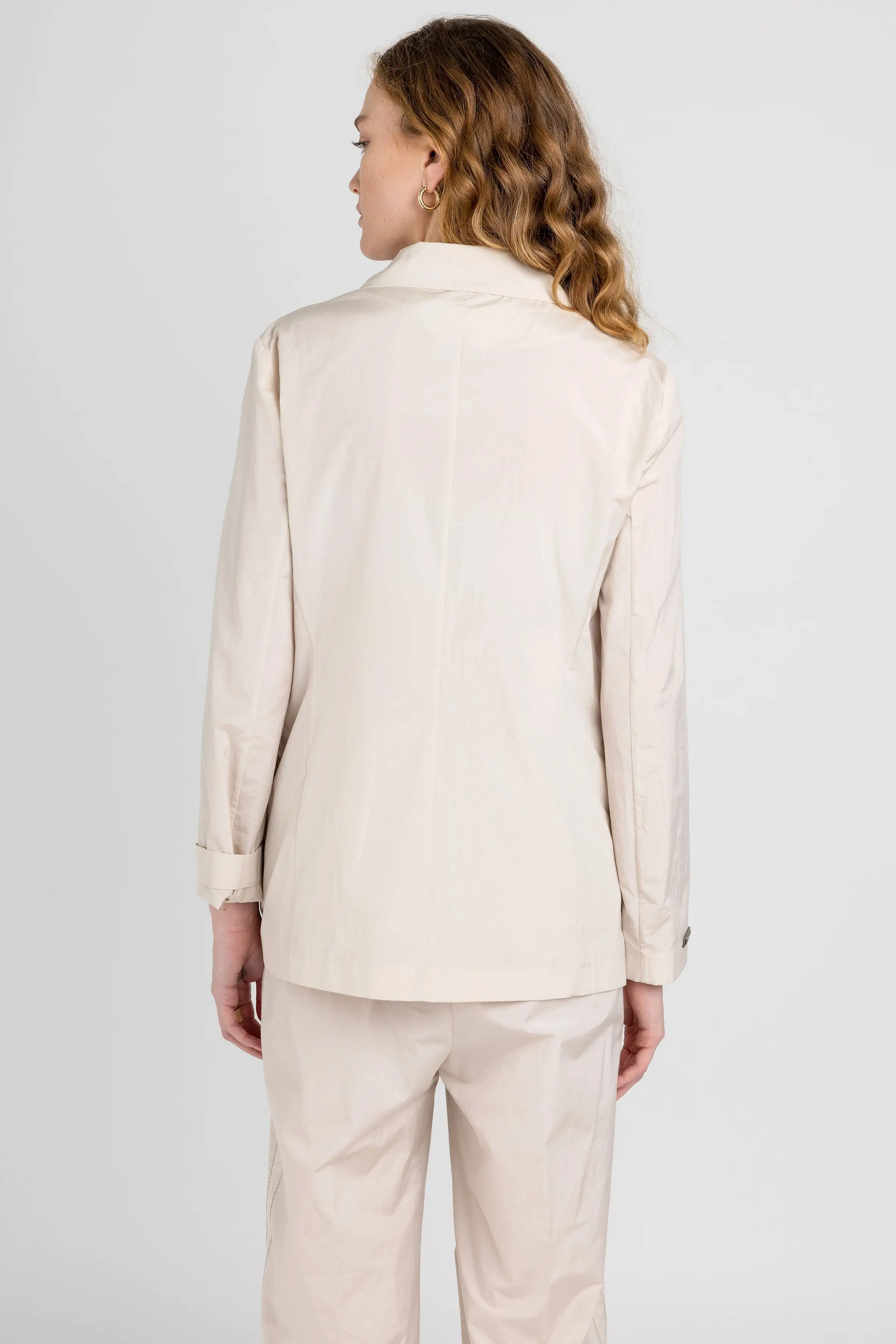 Cotton Poplin Blazer in Sesame Beige