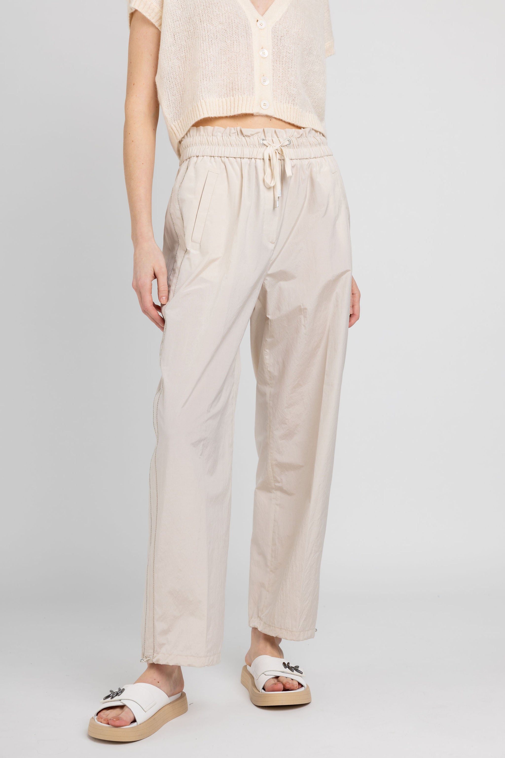 Cotton Poplin Pant in Sesame Beige