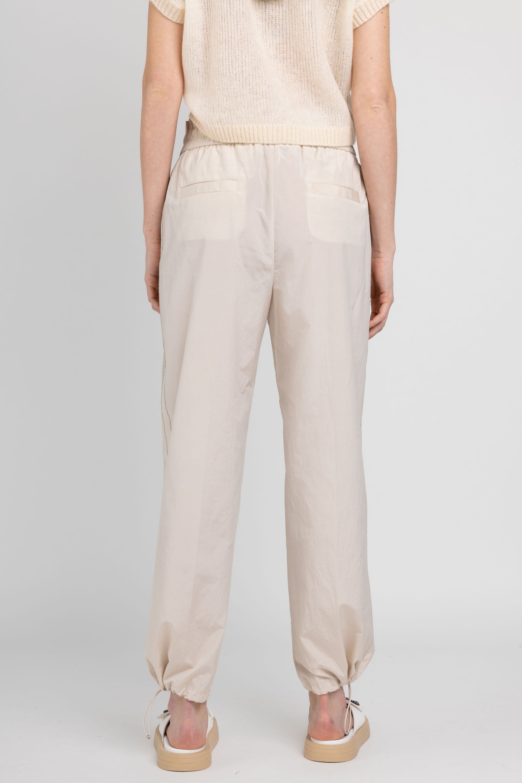 Cotton Poplin Pant in Sesame Beige