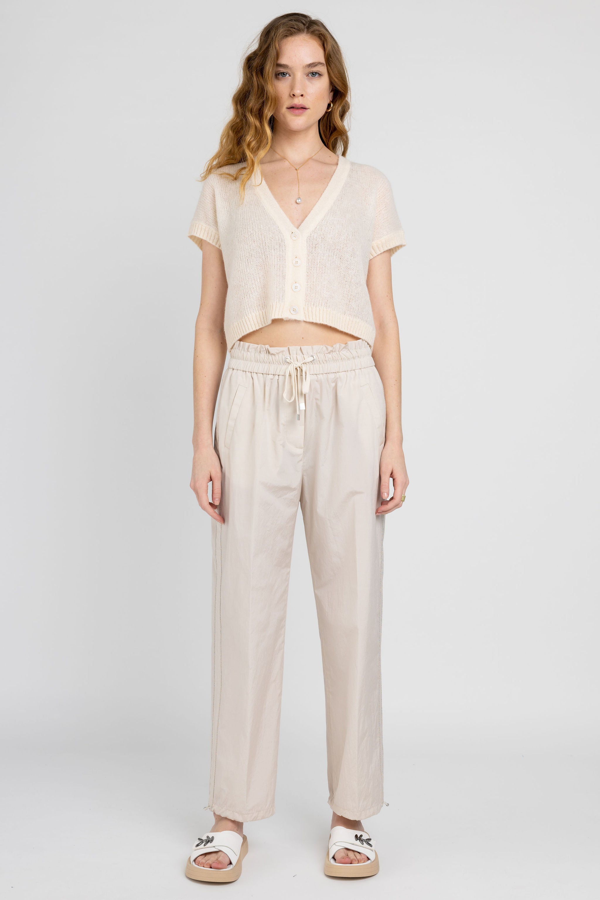 Cotton Poplin Pant in Sesame Beige