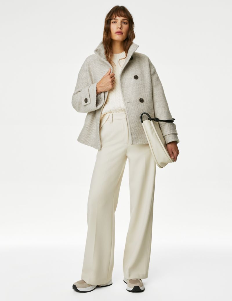 Crepe Tab Detail Wide Leg Trousers