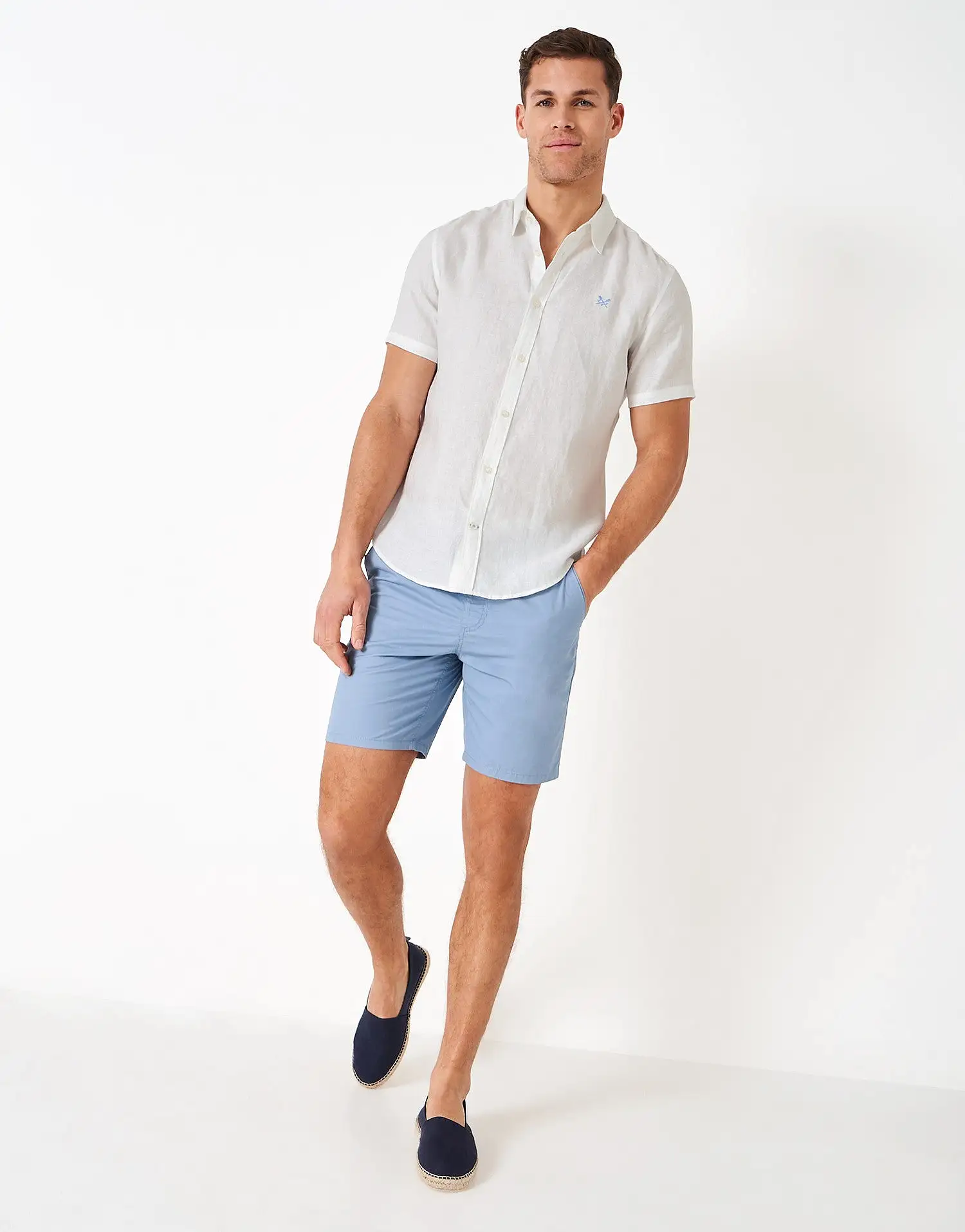 Crew Clothing Mens Pure Linen Shirt - Short Sleeved