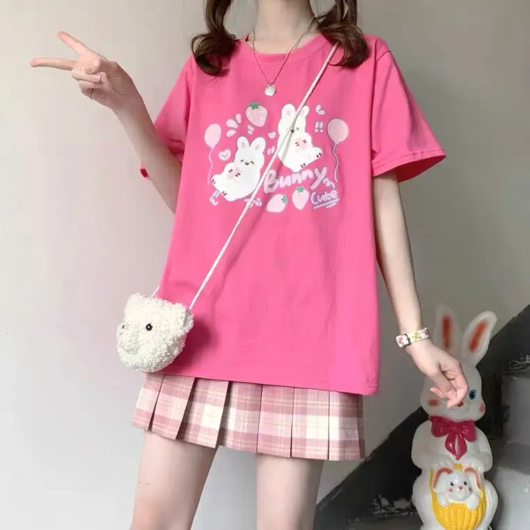 CUTE BUNNY PRINTING OVERSIZE T-SHIRT BY50096