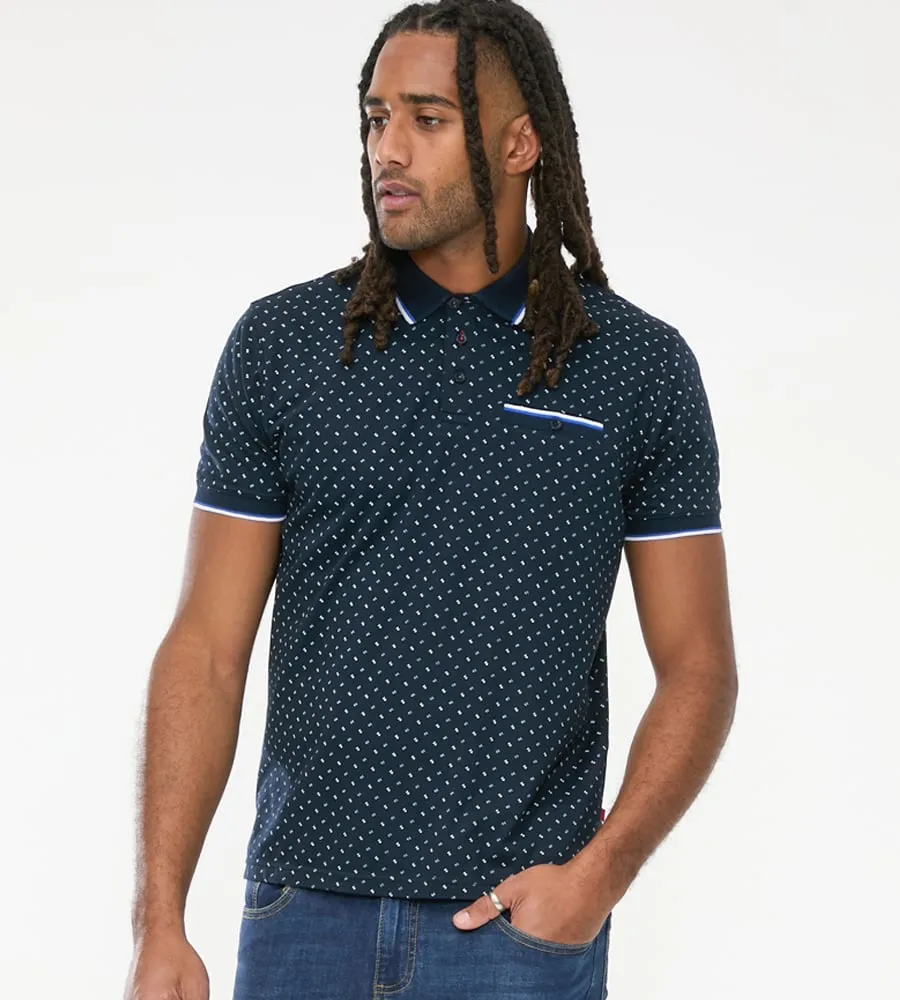 D555 Mens Jersey Polo With All Over Print and Jacquard Trims (OAKLEY)