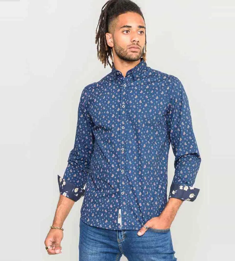 D555 Mens Long Sleeve Shirt With All Over Print (EDMUND)