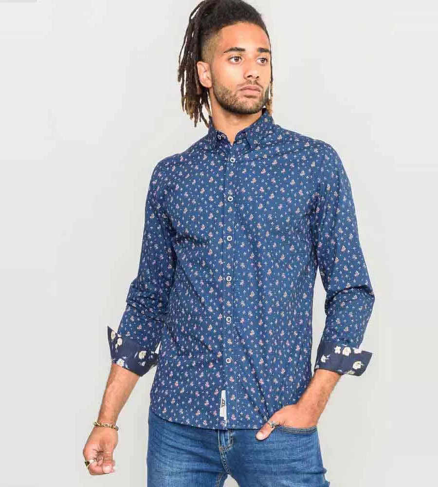 D555 Mens Long Sleeve Shirt With All Over Print (EDMUND)