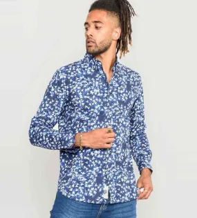 D555 Mens Long Sleeve Shirt With All Over Print (HARROW)