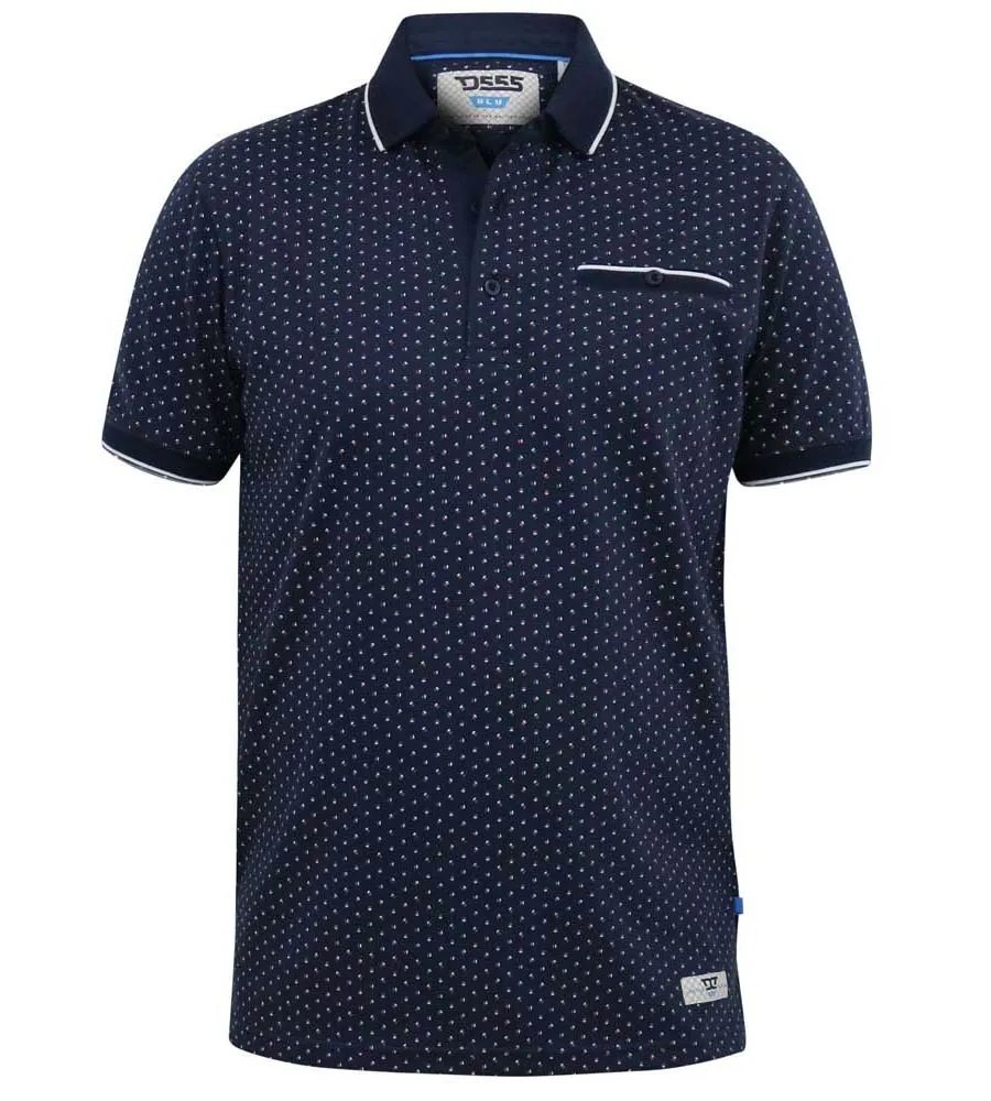 D555 Mens Polo Shirt With All Over Print and Jacquard Collar (DARWIN)