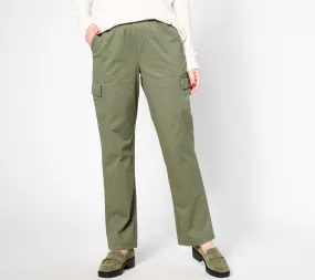 Denim & Co. Reg EasyWear Twill Pull-On Cargo Straight Leg Pants