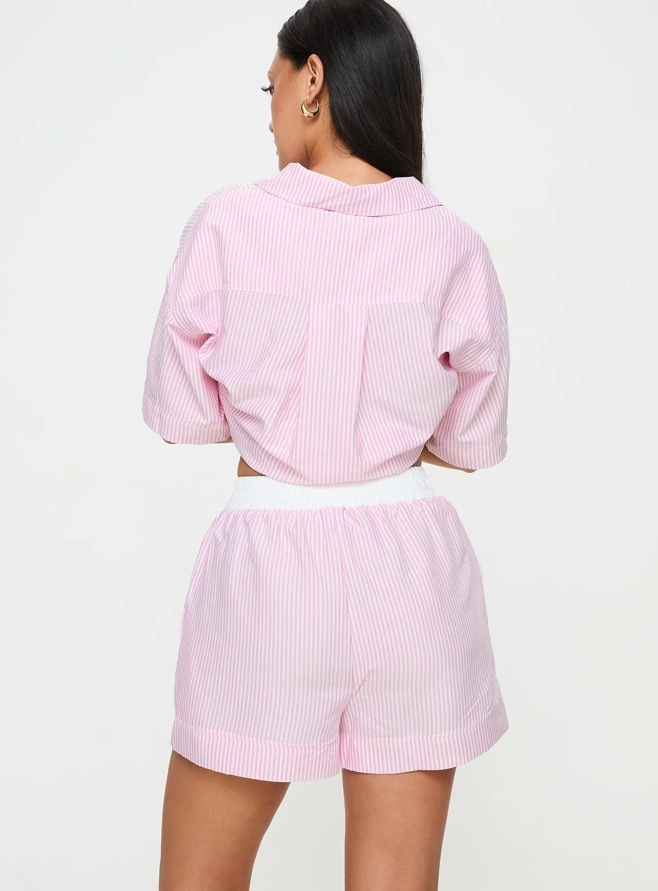 Early Riser Sleep Shorts Pink Stripe