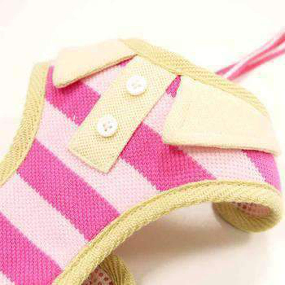 EasyGo Polo Stripe Dog Harness by Dogo - Pink