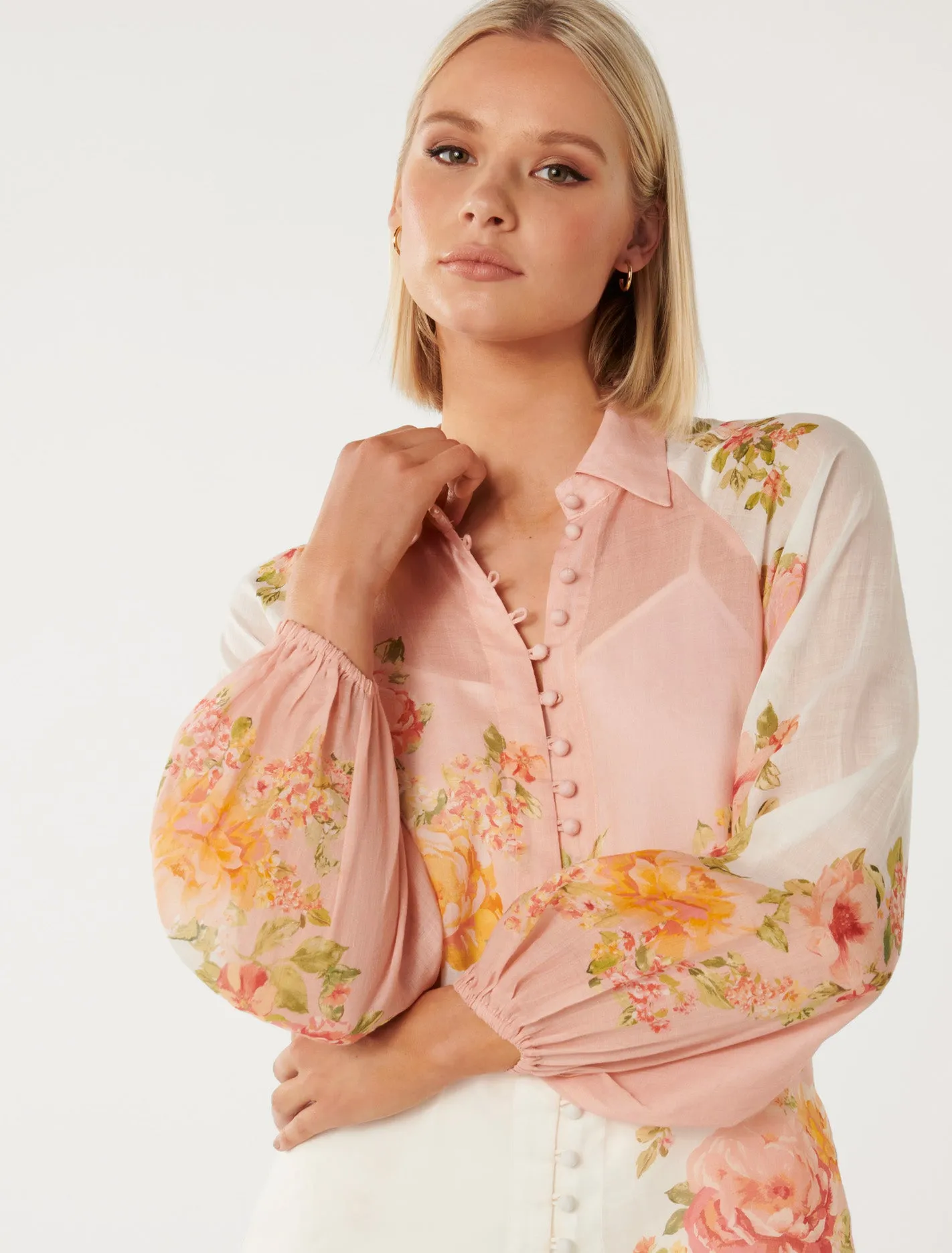 Estelle Placement Print Raglan Blouse