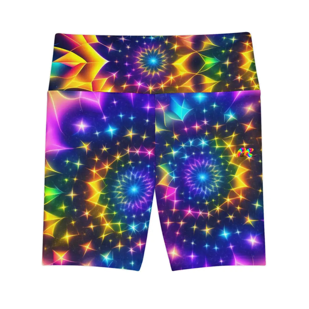 Exotic Neon Rave Yoga Shorts