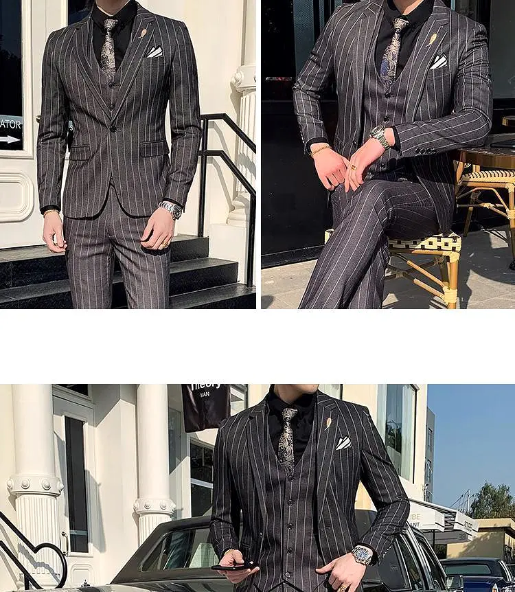 Formal Striped Three Piece Suit