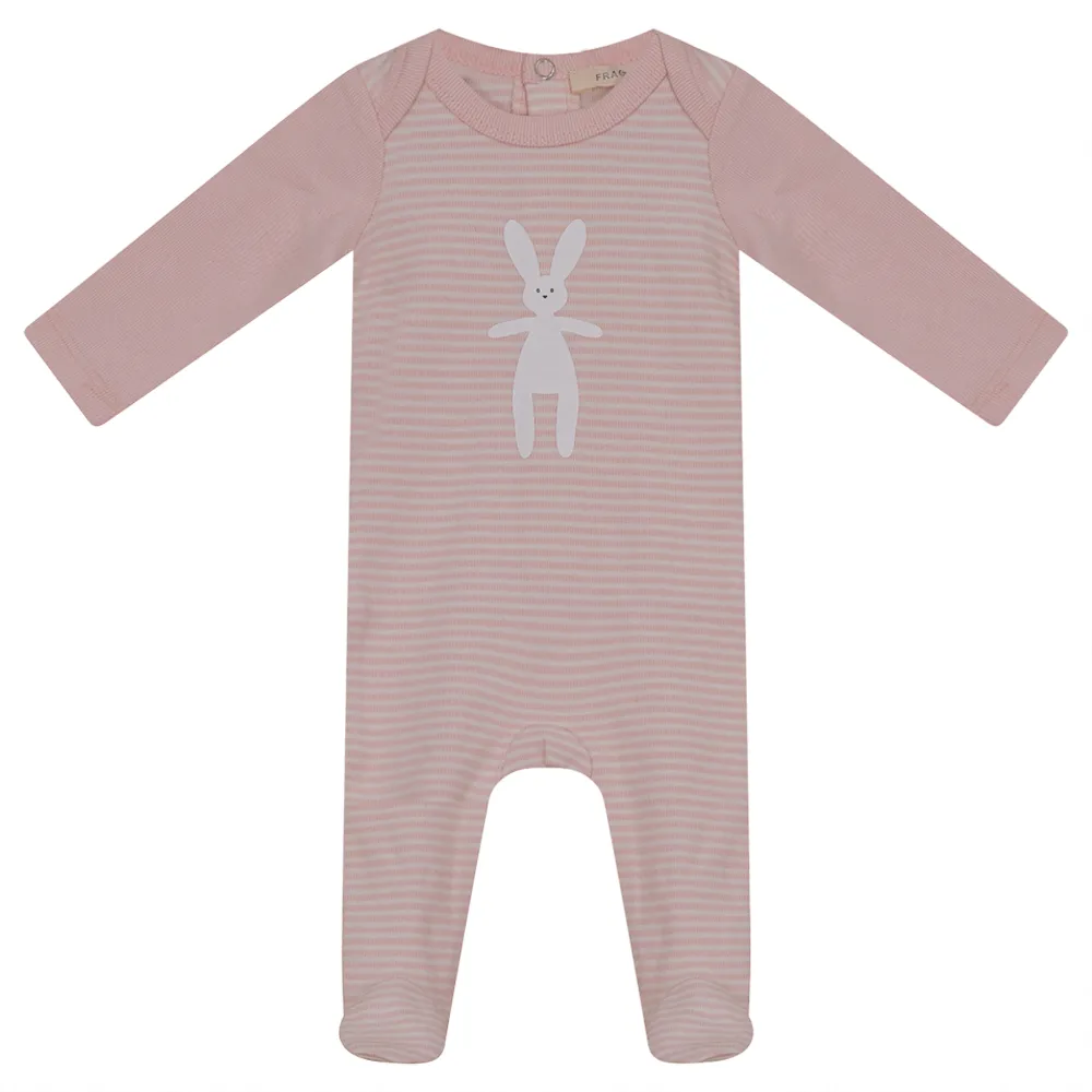 Fragile Pink Stripe Bunny Print Stretchie