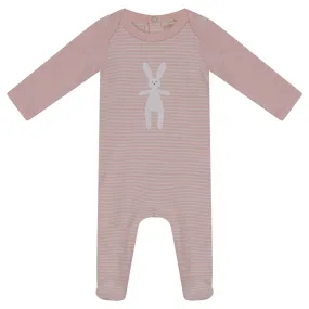 Fragile Pink Stripe Bunny Print Stretchie