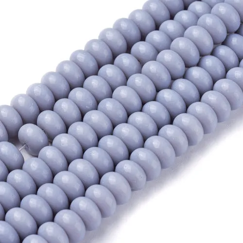 Glass Beads, Rondelle, Opaque, Light Steel Blue, 8mm