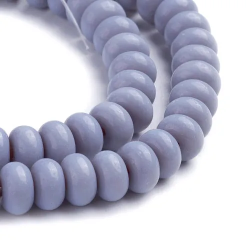 Glass Beads, Rondelle, Opaque, Light Steel Blue, 8mm