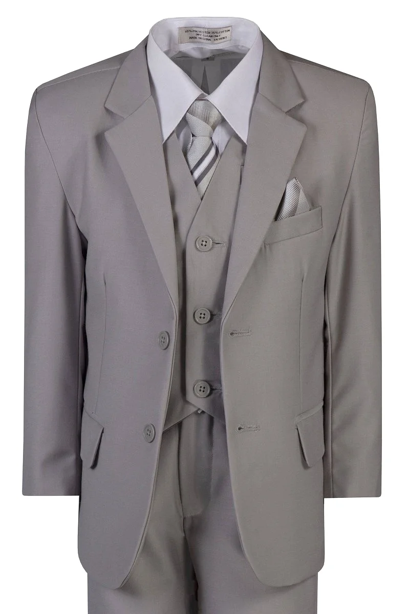 Husky Boys 6 Piece 2 Button Suit with Neck Tie and Pocket Square