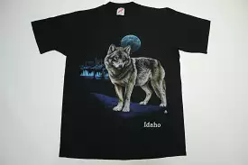 Idaho Wolf LSJ Sportswear Vintage 80's 1987 Full Moon Jerzees T-Shirt