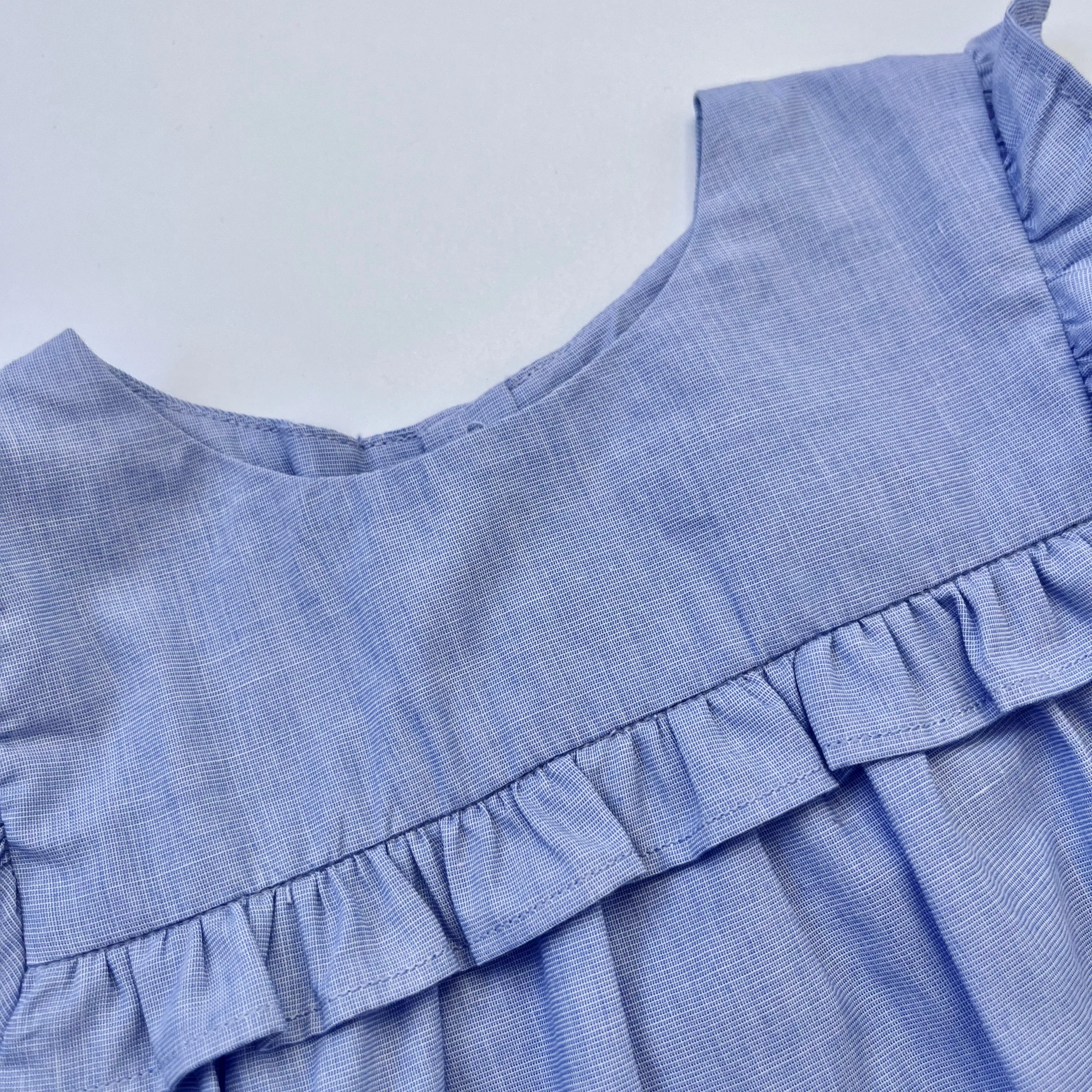 Jacadi Blue Chambray Blouse With Frill: 12 Months