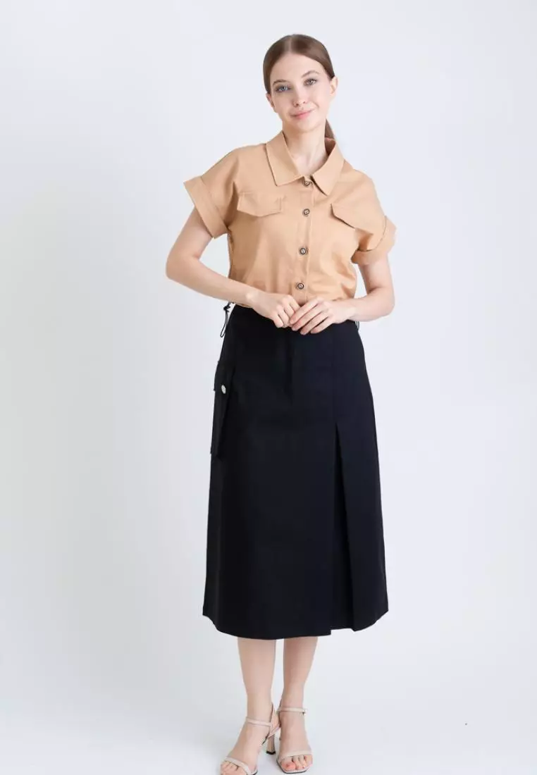 Jojo Fashion House CARGO MIDI SKIRT WITH PLEATS