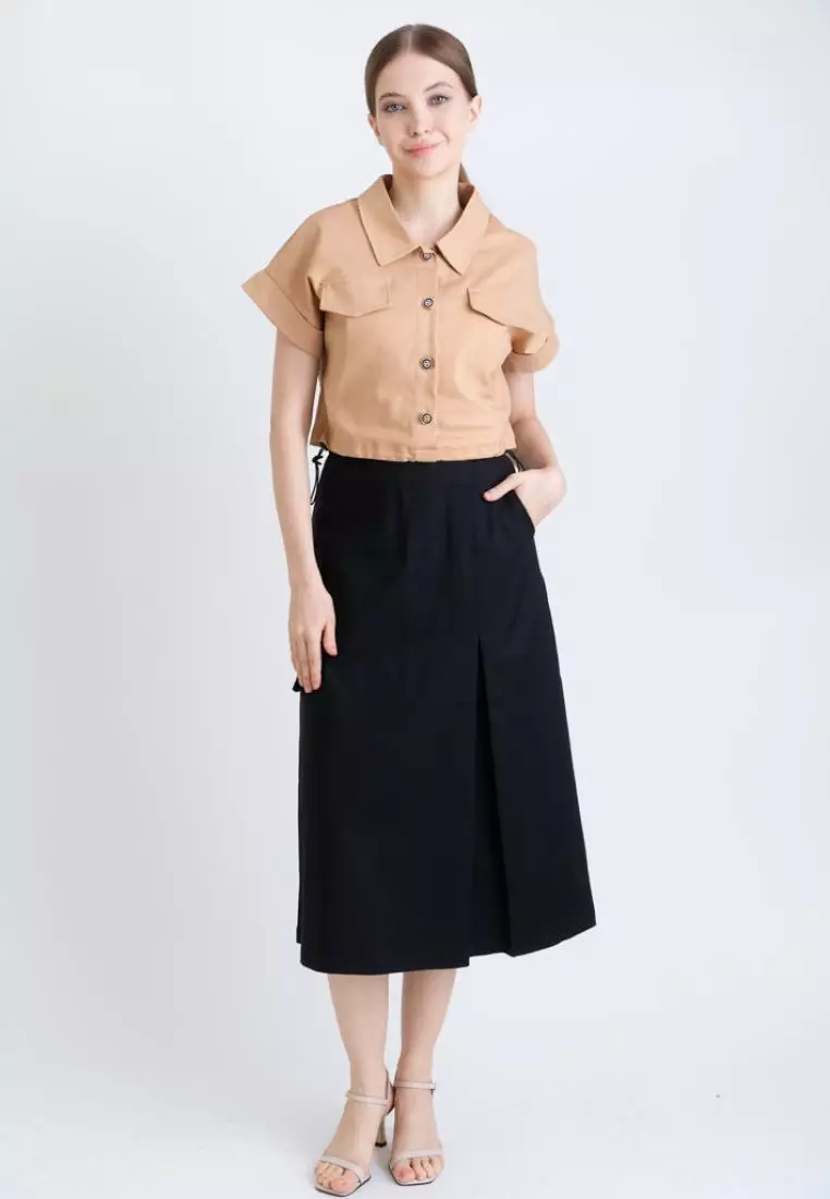 Jojo Fashion House CARGO MIDI SKIRT WITH PLEATS