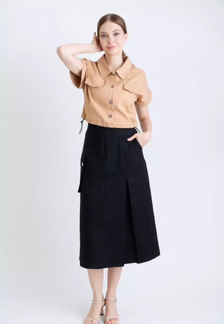 Jojo Fashion House CARGO MIDI SKIRT WITH PLEATS