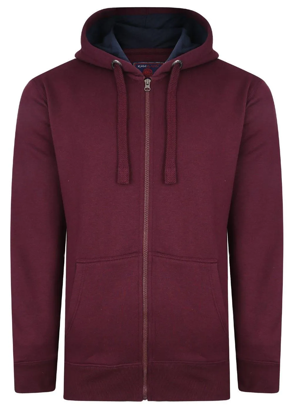 Kam Full Zip Through Hoody - Burgundy