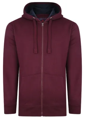 Kam Full Zip Through Hoody - Burgundy