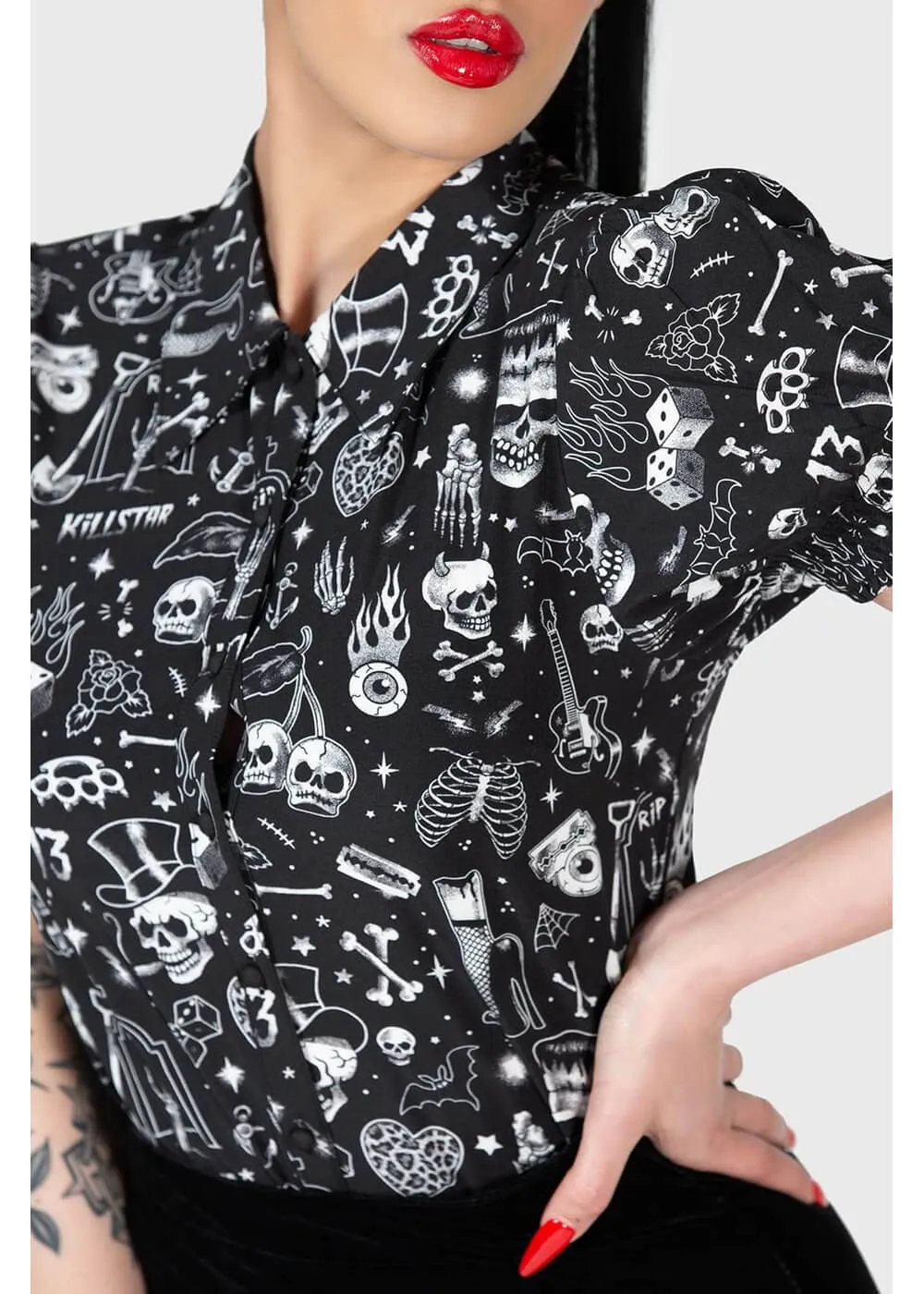 Killstar The Heat Button Up Top Black