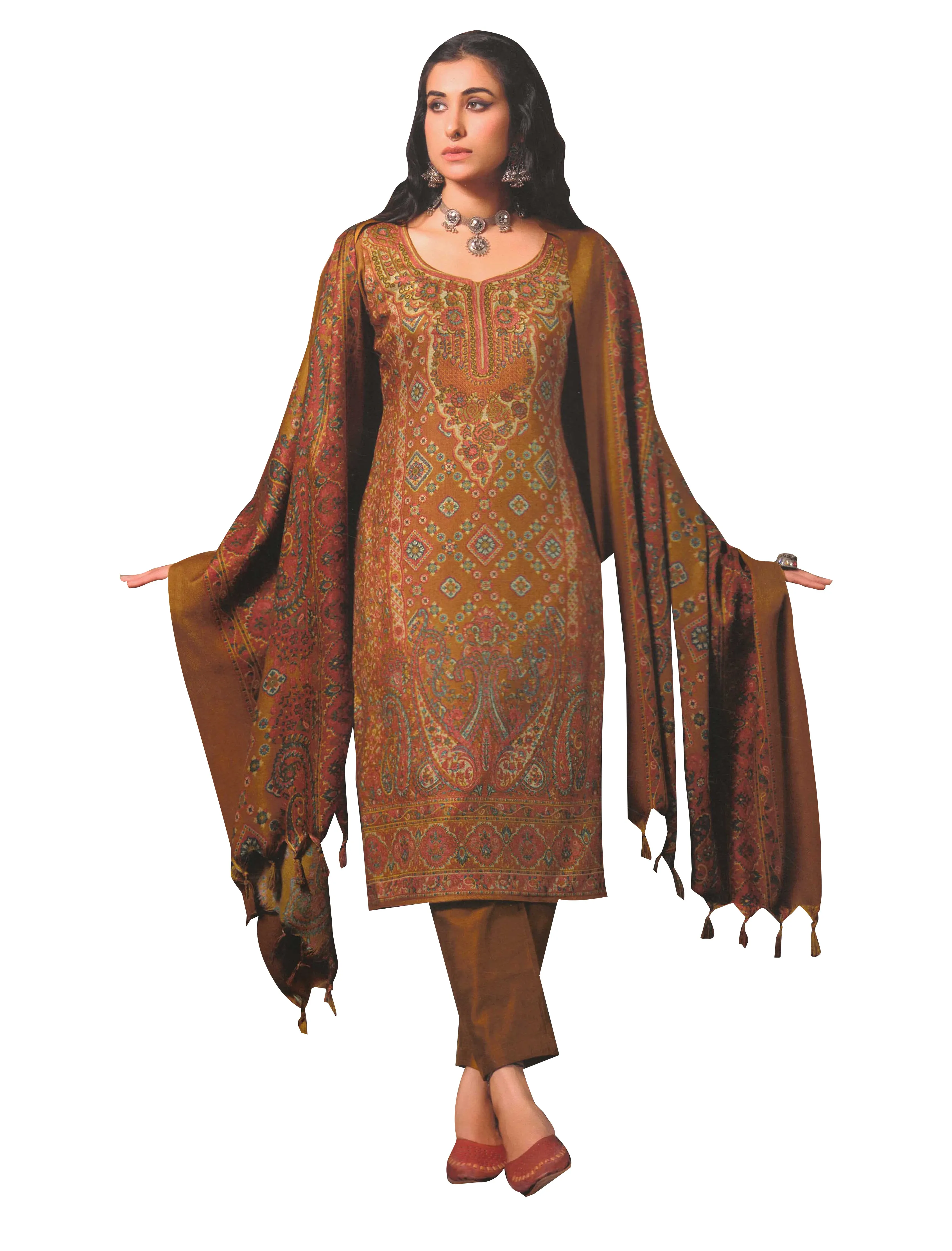 Ladyline WomensPashminaPrinted Salwar Kameez Suit Indian Pakistani Dress