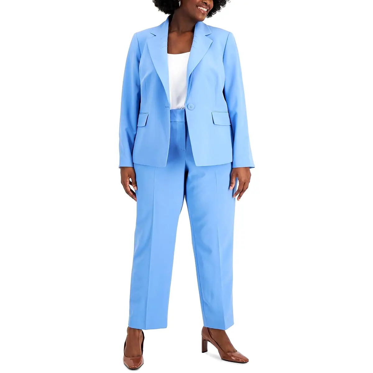 Le Suit Womens Plus Crepe Business One-Button Blazer