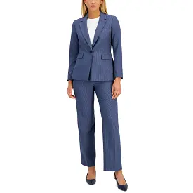 Le Suit Womens Striped Work Wear One-Button Blazer