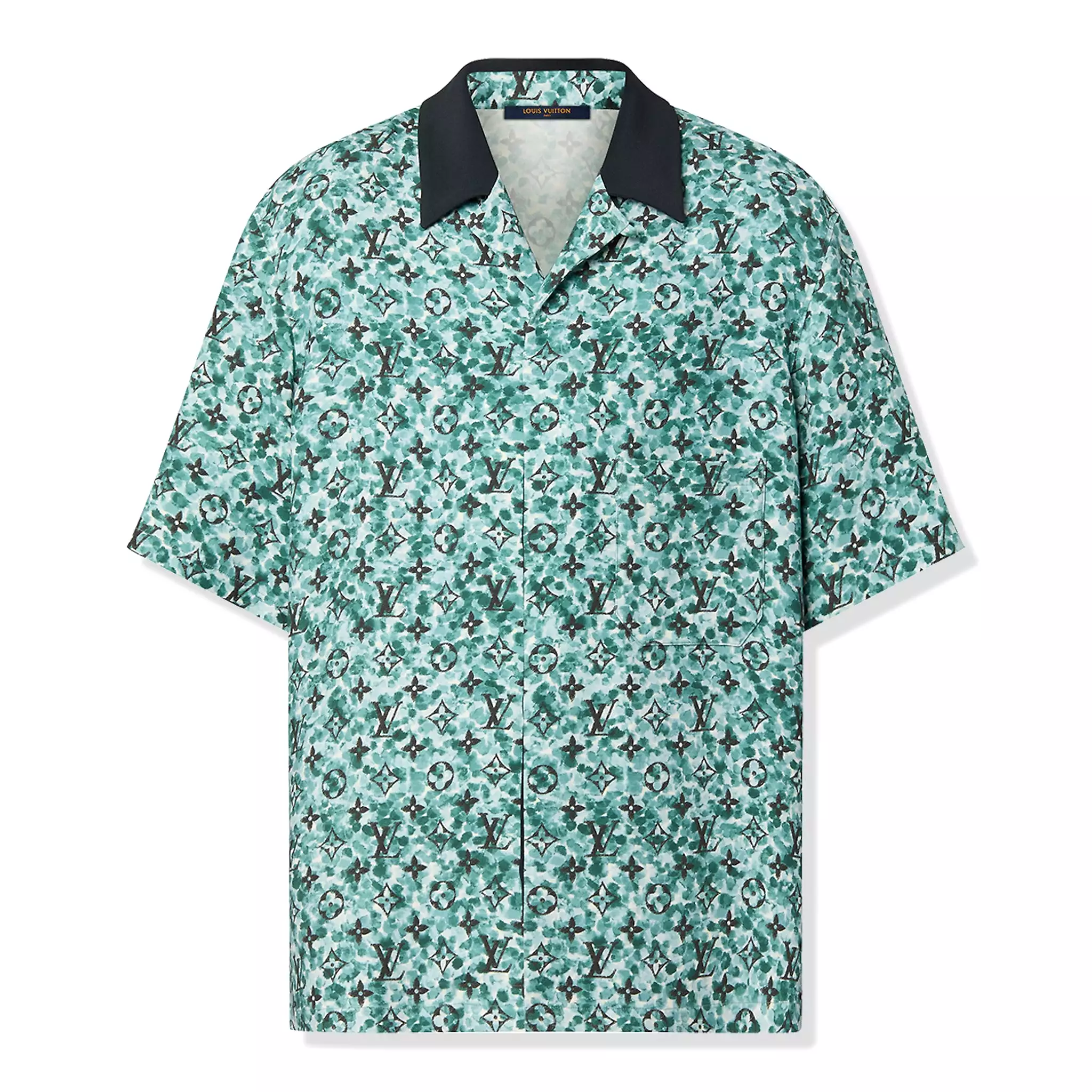 Louis Vuitton Monogram Pointilism Crepe Short Sleeved Blue Haze Shirt