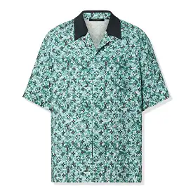 Louis Vuitton Monogram Pointilism Crepe Short Sleeved Blue Haze Shirt