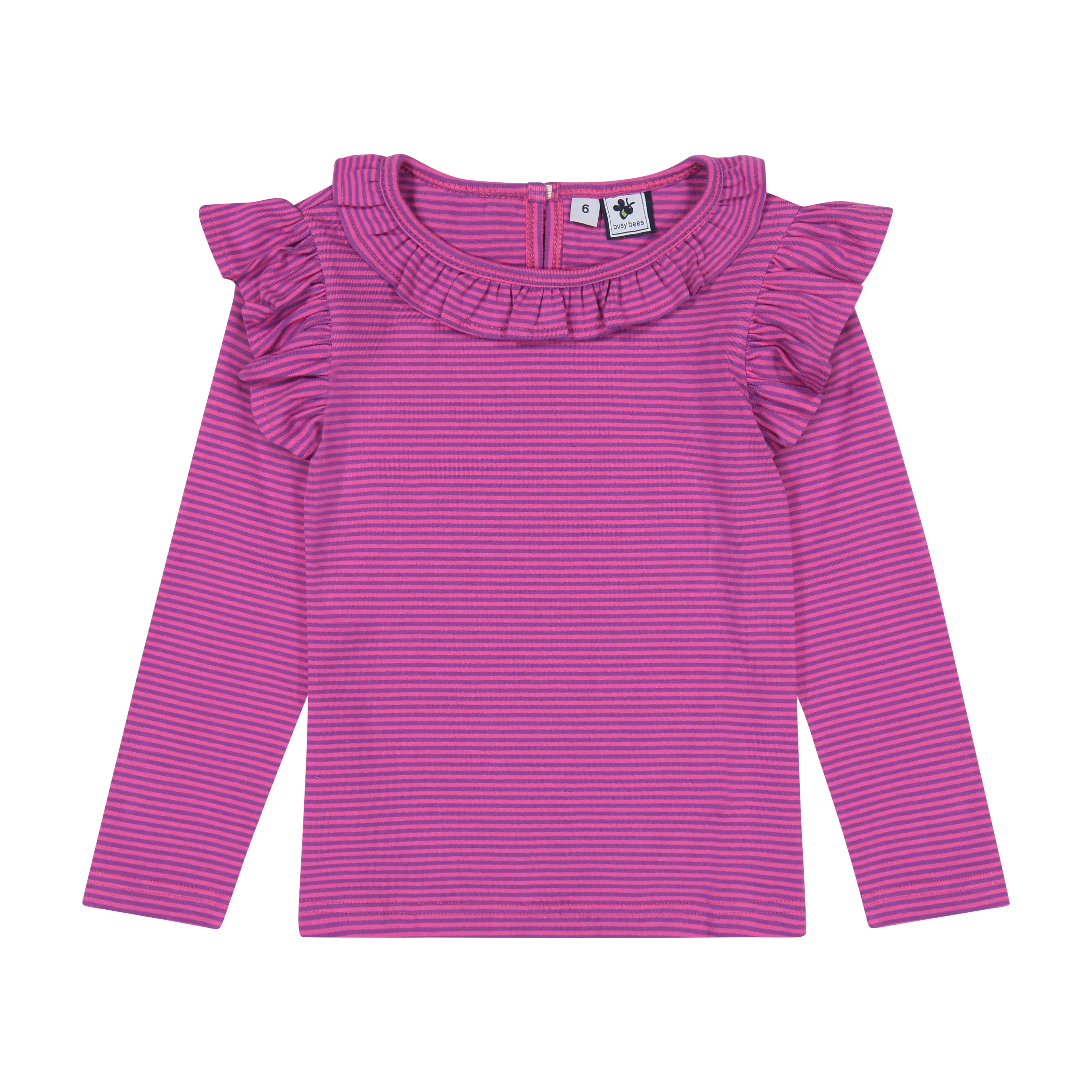 Luna Girls Ruffle Top Pink Purple Stripe