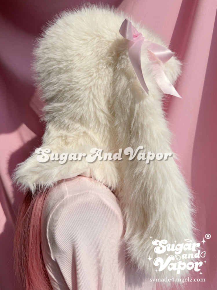 Luxury Furry Bunny One-piece Hat Scarf