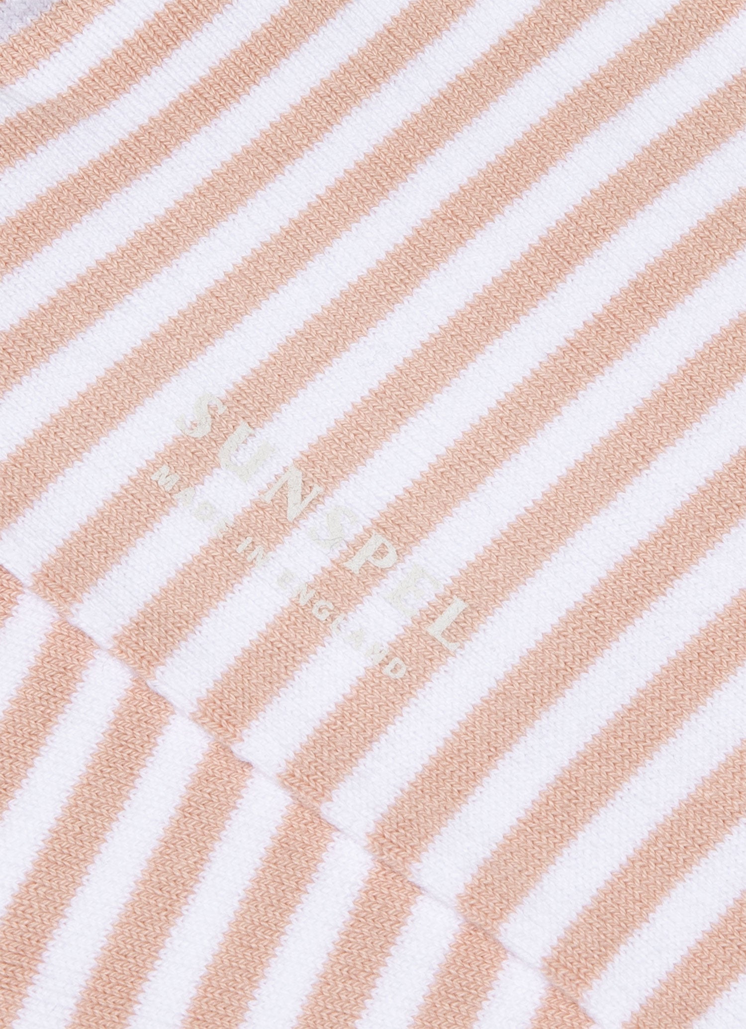 Men's Cotton Socks in Shell Pink/White English Stripe