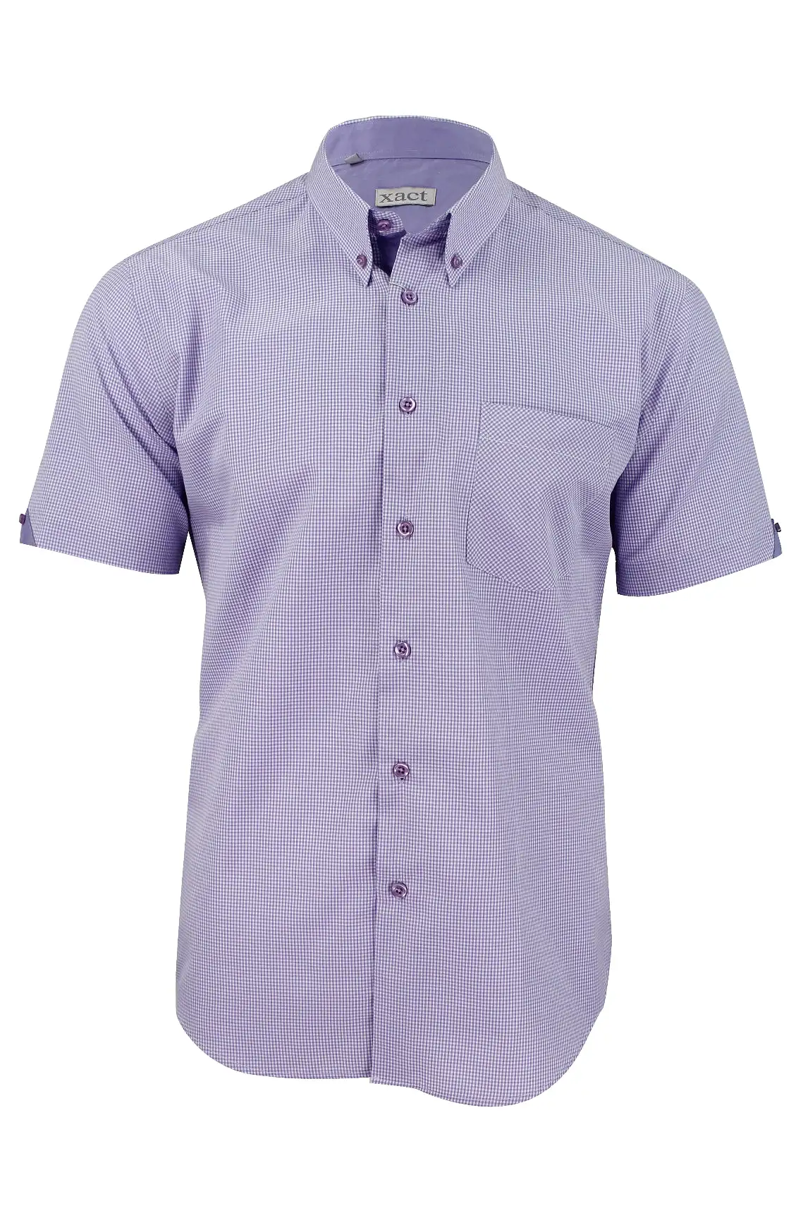 Mens Short Sleeved Shirt by Xact Clothing Micro Gingham Check