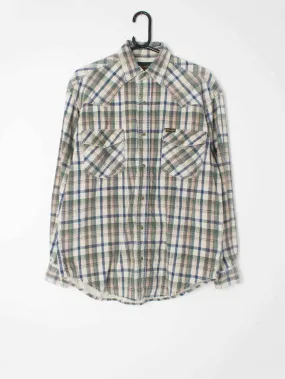 Mens Wrangler vintage cord shirt with plaid print – Small / Medium