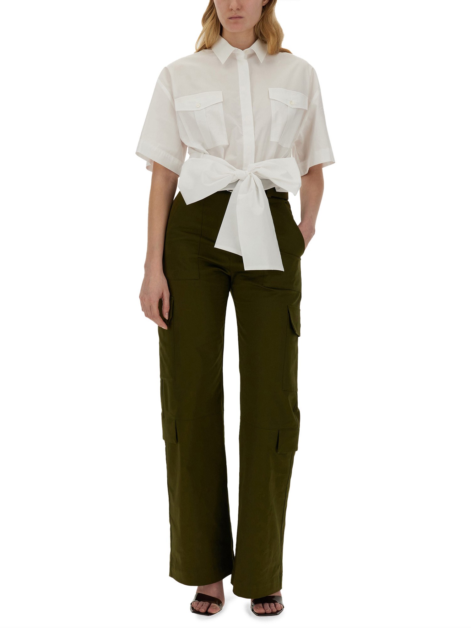 MSGM    COTTON POPLIN SHIRT WITH BOW