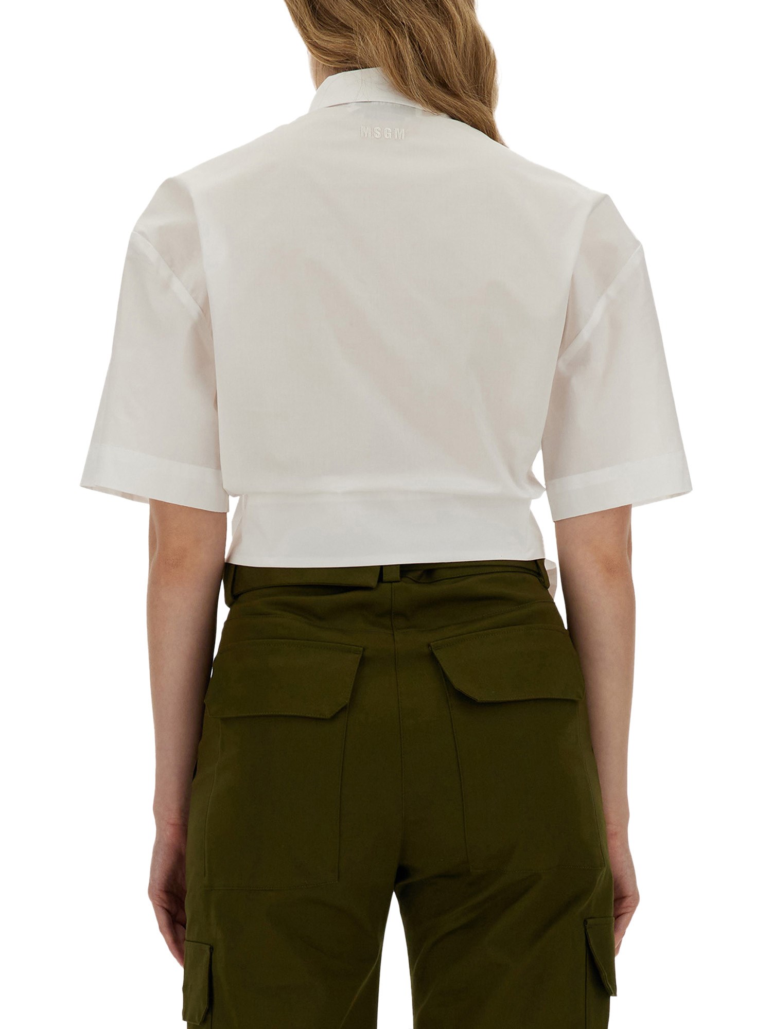 MSGM    COTTON POPLIN SHIRT WITH BOW