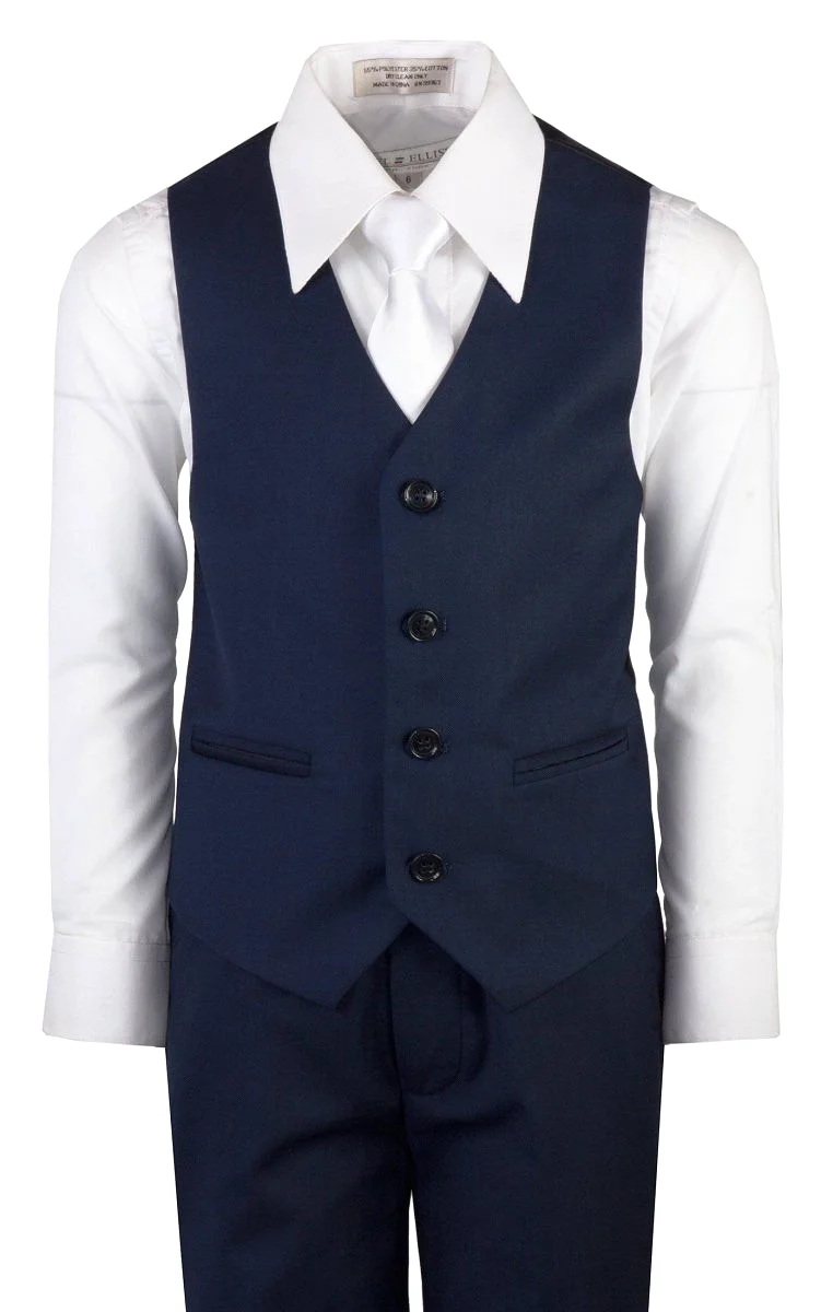 Navy Blue Slim Fit Religious Suit Neck Tie Toddlers Boys and Youth Sizes