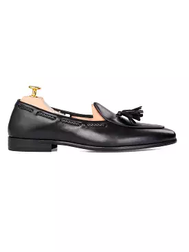 Noel Belgian Loafer Tassel - Solid Black