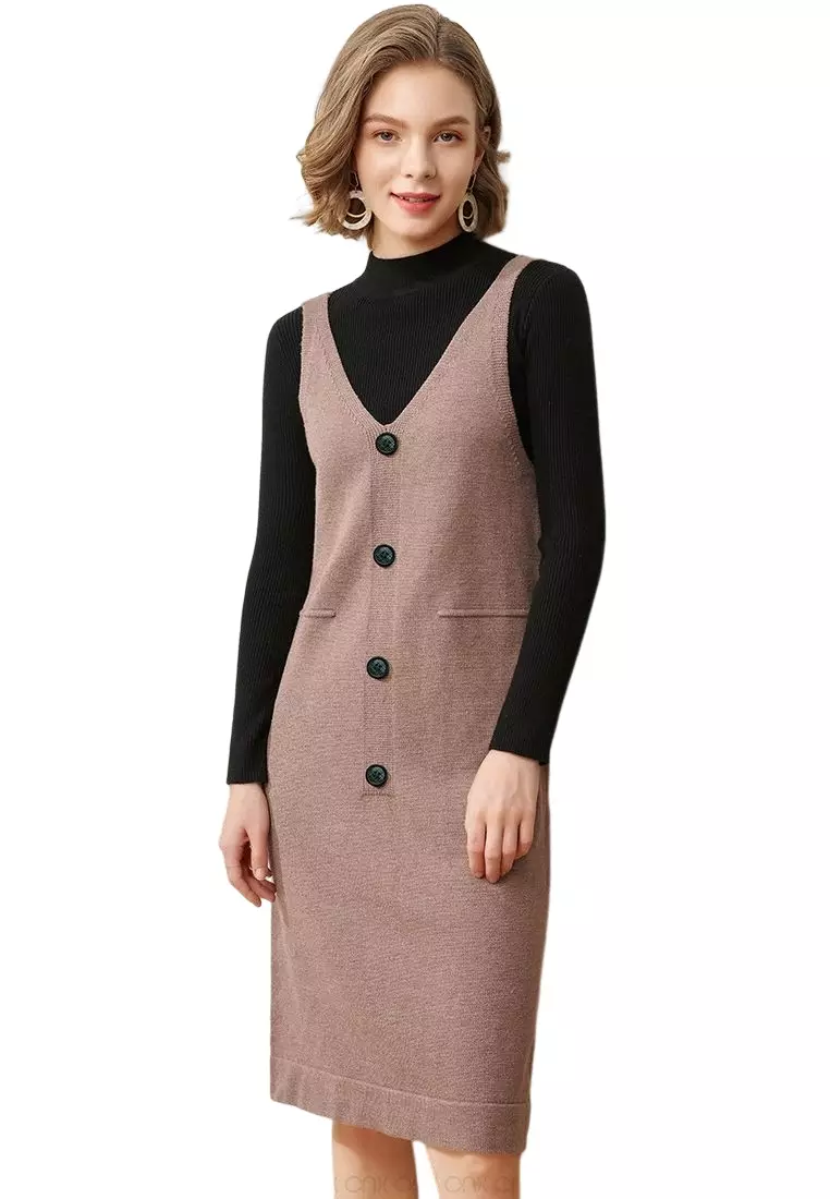 ONX.HK (2PCS) Simple Matching Knitted Dress Suit